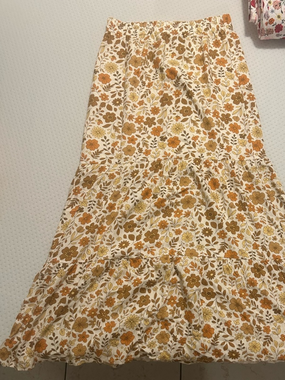 Sincerely Jules Cream Maxi Skirt with Mustard Floral Print